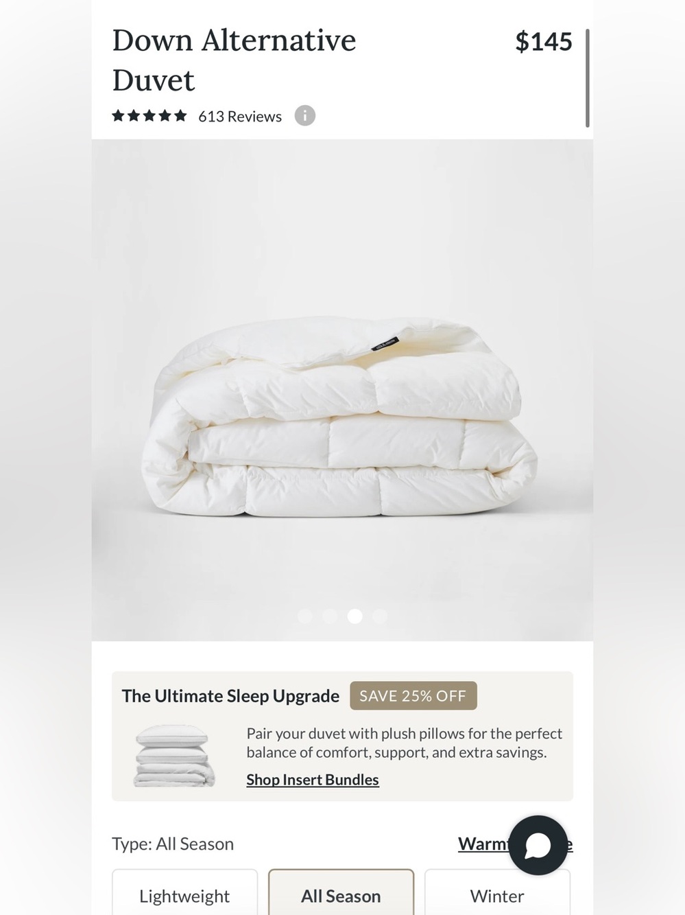 New! $163.85 Silk&Snow All Season Down Alternative Duvet, Queen